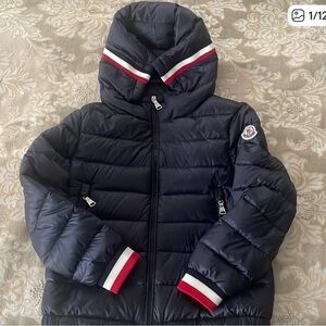 Moncler Dark Blue Jacket with White Logo Patch